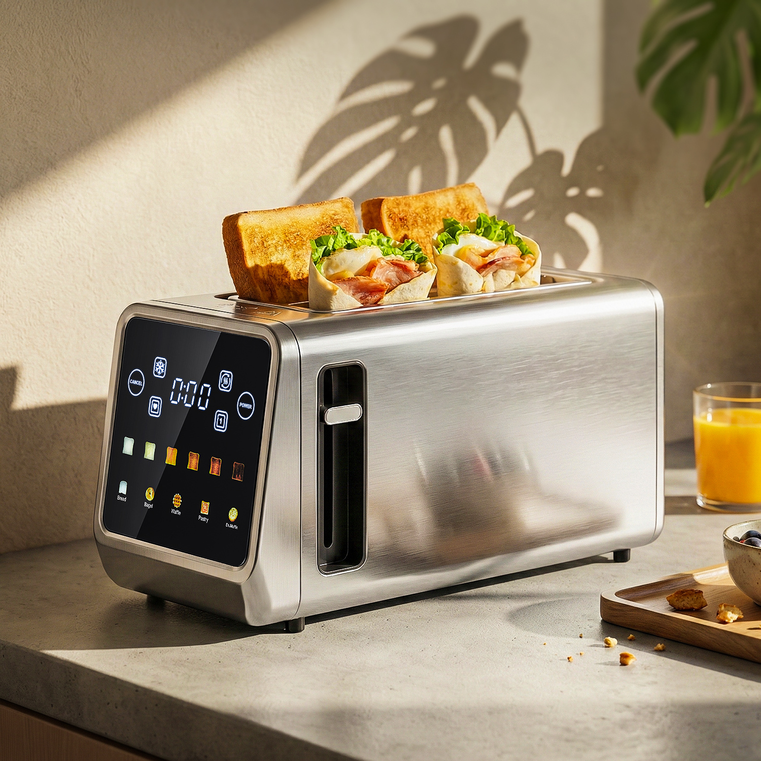 TEMU 4- Long-slot Toaster Includes A Touch Screen Led Display, Extra-wide Slots For Thick Bread And , A Countdown Timer, Memory Function, Dual