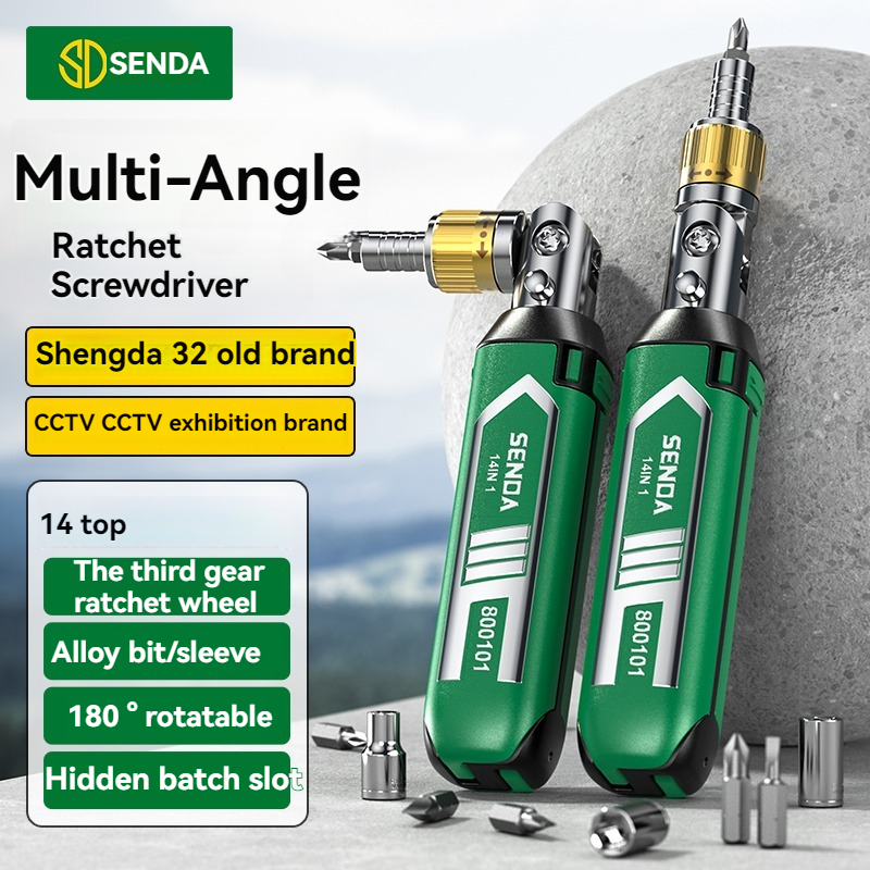 TEMU 14-in-1 Ratchet Screwdriver Triple-direction Ratchet Mechanism 180° Rotatable Three-position Ratchet Adjustment: / Locked/ Reverse Integrated