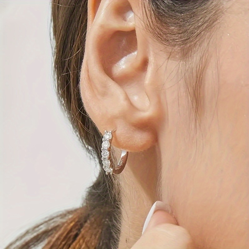 925 silver inlaid 5 moissanite   earrings suitable as an anniversary birthday halloween or christmas gift for your girlfriend wife friend or yourself Product details 1