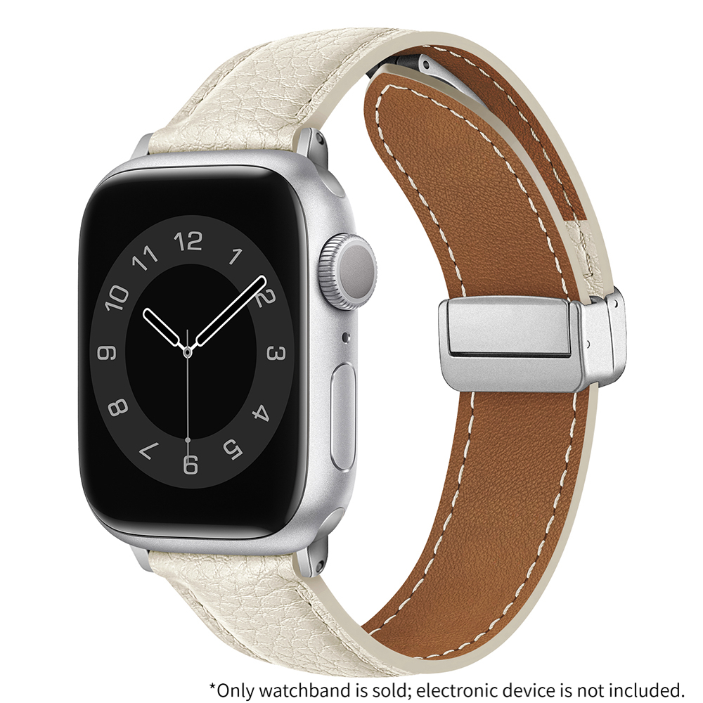 TEMU Smart Watch Strap, Compatible With For Watch S11/10/9/8/7/6/5/4/3/2/1/se/ultra 2, Pu Lychee Texture Magnetic Fold-over ,