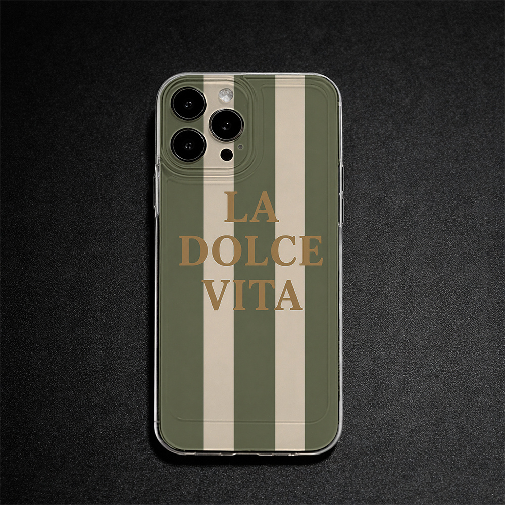 TEMU Coque de téléphone : LA VITA à rayures , style INS, design rétro esthétique et chic, coque de antichoc durable avec dos mat -chute, pour iPhone