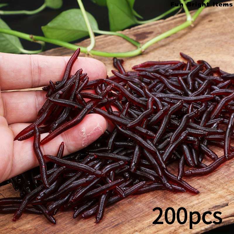 TEMU Artículos divertidos y brillantes 200 Nuevos Lanzaderas de pesca de anguila roja realistas de calidad - Cebo perfumado adecuado tanto para la