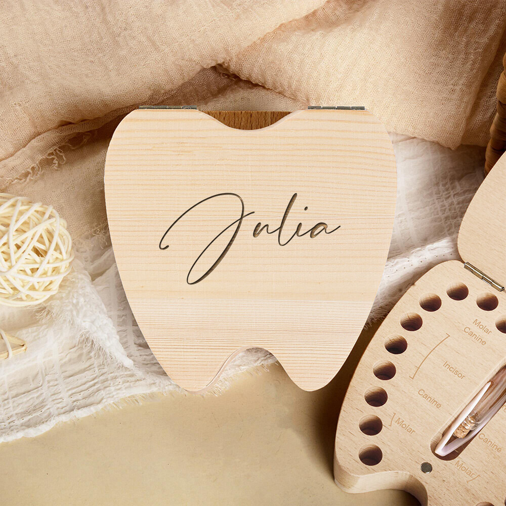 TEMU Custom-made Tooth Keepsake Box For Hair Storage, Memorial Tooth Container, Engraved Wooden Fairy Box, Boxes