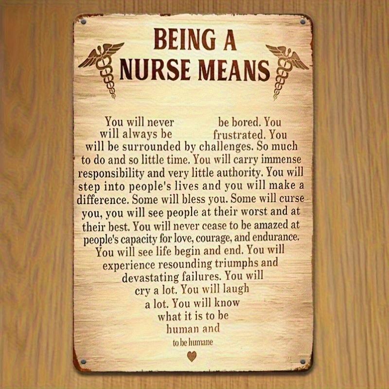 1pc Vintage Nurse Sign, 8x12 Inch Wall Decor, Pre-, Reusable, Frameless, With Inspirational Quote For Halloween Decoration, Nurse Gifts