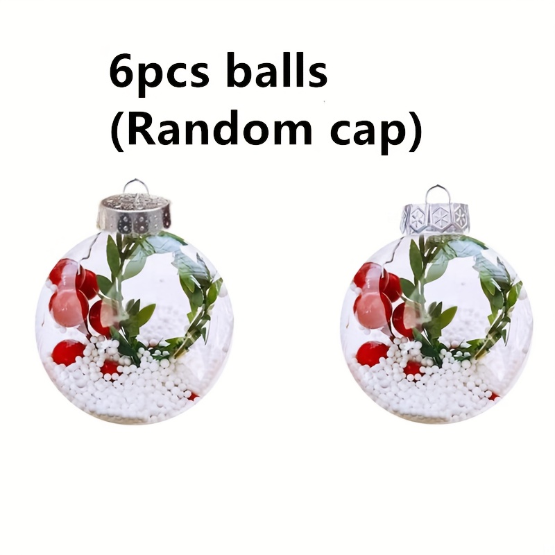 TEMU Set Of 6 Assorted Festive Ornaments For Christmas Trees, Plastic Holiday Baubles Featuring Decorative Details, No Batteries Needed