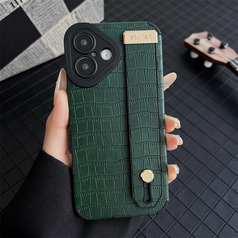 TEMU Stylish Crocodile Pattern Strap Stand Phone Case For Iphone 16 Pro Max, 15, 14, 13, 12, 11, Xs, Xr, Max, 8, 7 Plus Full-body Shockproof