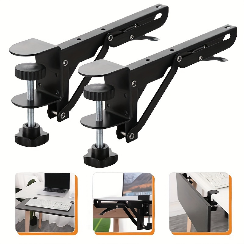 

2pcs No-drill Desktop Extension Brackets - Foldable Design, Space-saving, And , Rectangular Shape, Metal