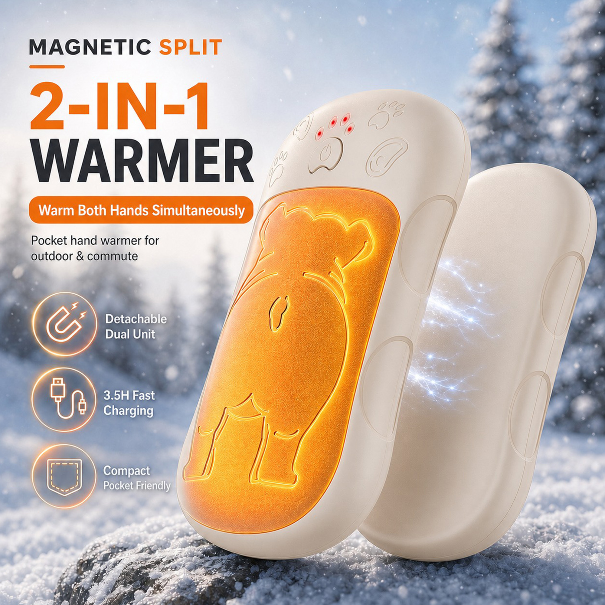 Image of 2-pack Rechargeable Usb Hand Warmer - Compact And Suitable For Indoor And Outdoor Activities, For Fall And Winter, Ideal For , Portable Hand Warmers, Classic , A Wonderful Gift Option