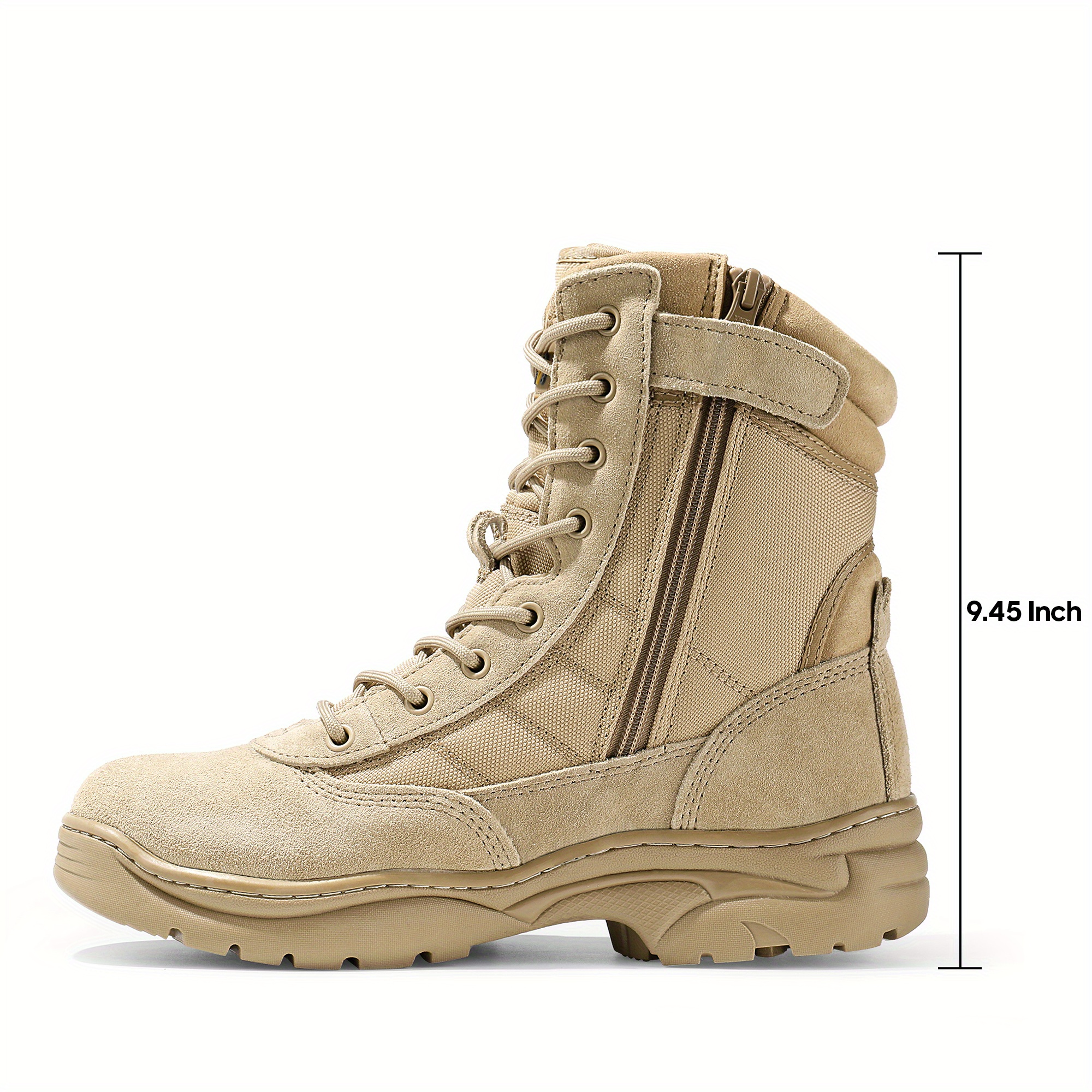 mens hiking   hunting boots work side zipper leather motorcycle combat boots lightweight comfortable breathable for outdoor camping