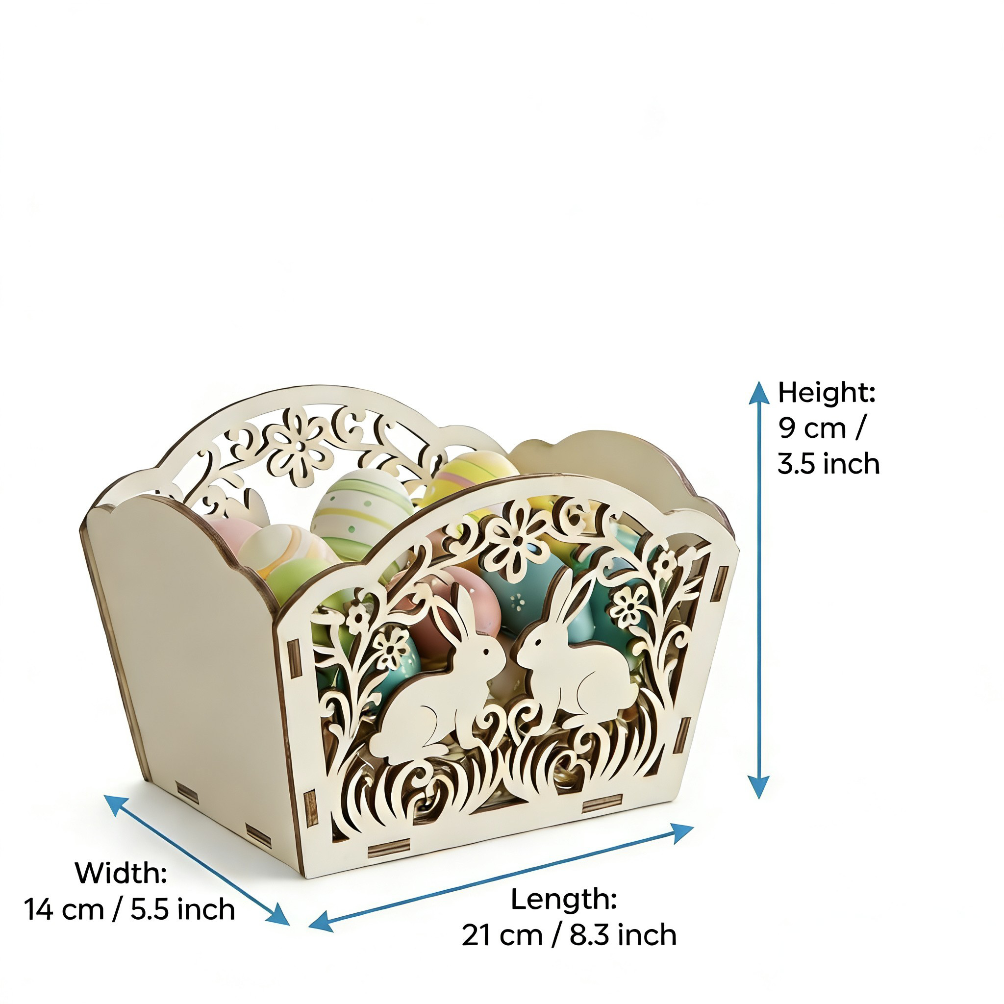 Image of 1pc Rabbit Hollow Exquisite Design, Desktop Decoration, Suitable For Holiday Party Gifts, Home Decor Ornaments, Wooden Storage For Basket, Spring Flower Basket Mother's Day Gift