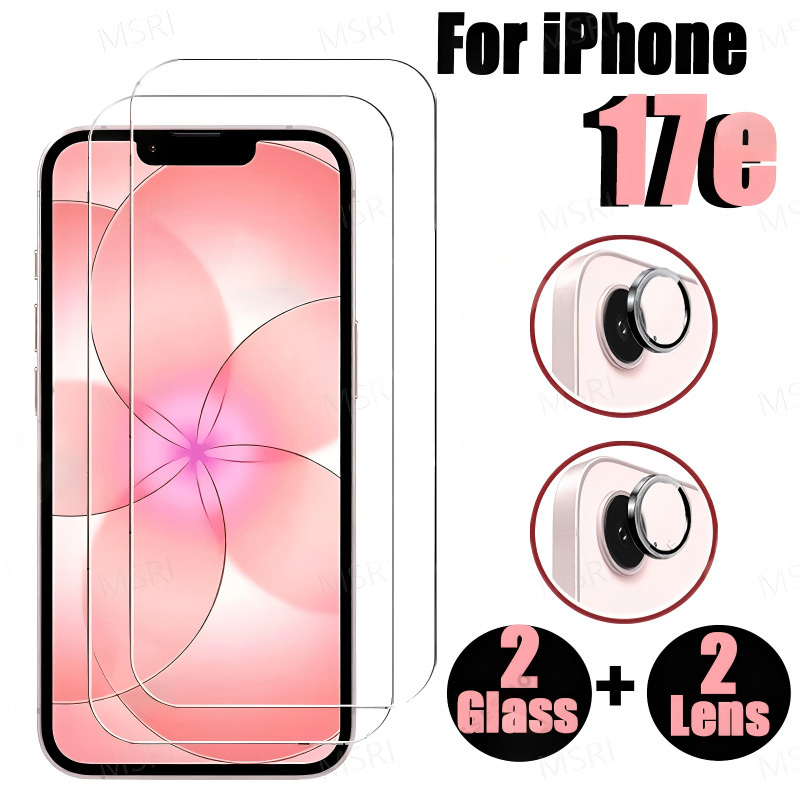TEMU (2pcs White Hd And 2pcs Silvery Cd Eagle Eye) Suitable For Iphone 17e/16e, 2pcs Hd Screen Protectors And 2pcs Silvery Lens Covers, Skin-friendly