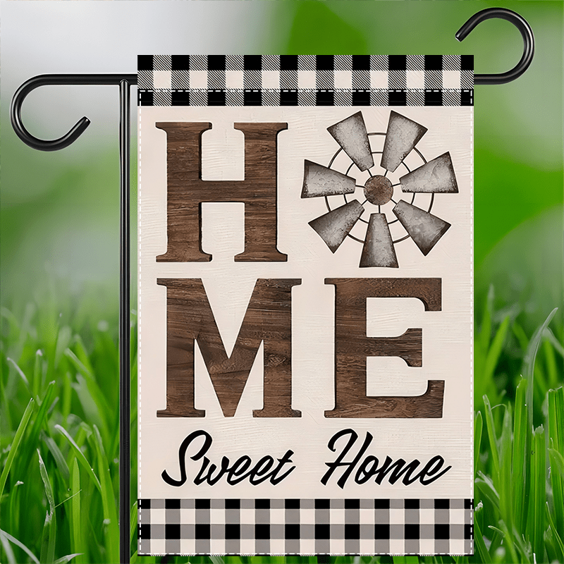 

'' Double-sided Garden Flag - Rustic , Waterproof Burlap, Spring & Outdoor Decor, 12x18 Inches