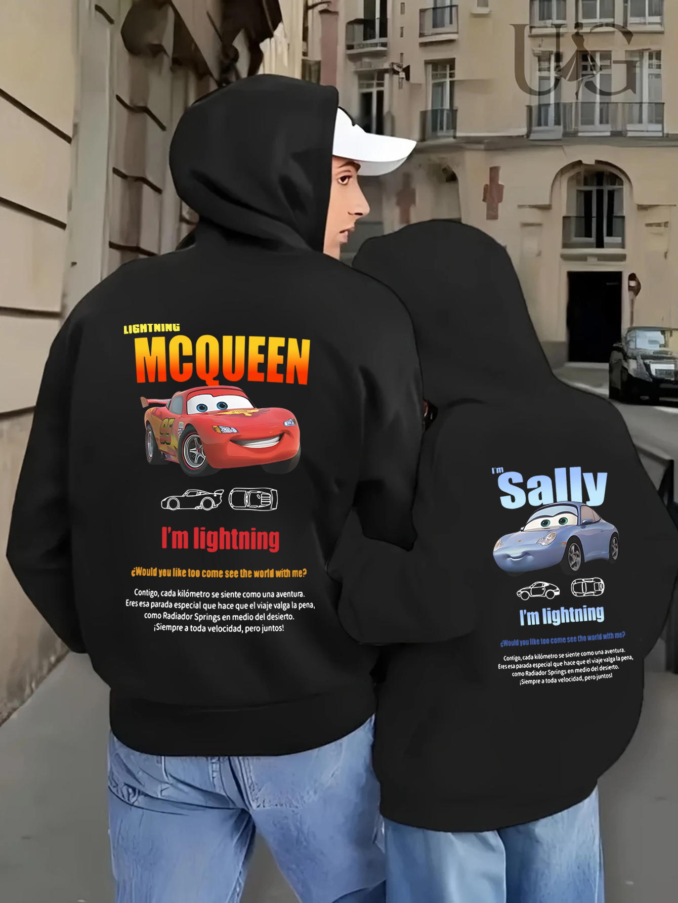 1pc   womens casual hoodie with     graphic print blue car red   stretchy zipper hooded sweatshirt for fall winter machine washable couples gift for anniversary   0