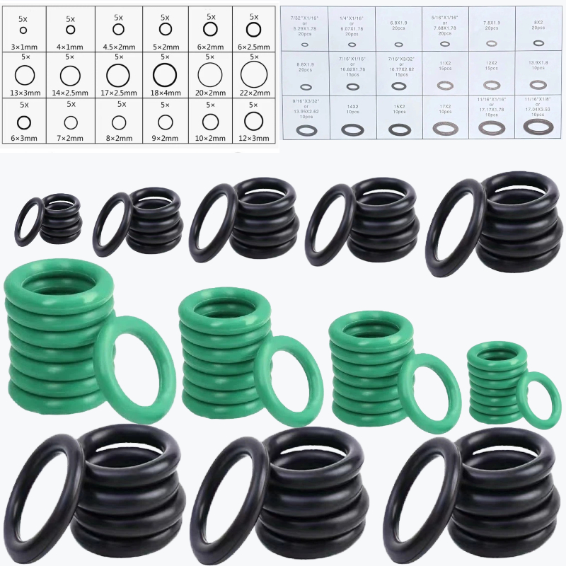 TEMU Ensemble de 495 joints toriques en nitrile, 65A, section circulaire, disponible et vert, comprenant 18 tailles idéales pour les nettoyeurs haute
