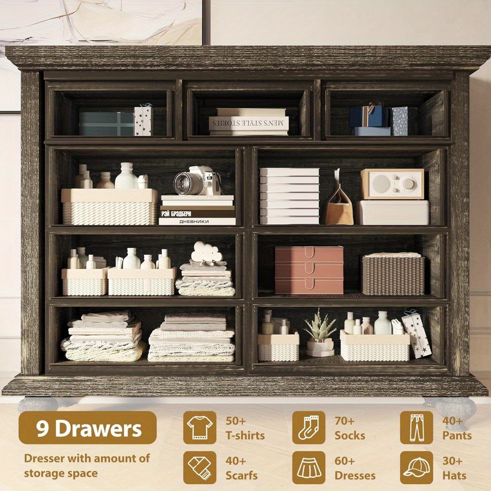 9 drawer dresser bedroom 37 8 inch tall dresser wide drawers - Temu