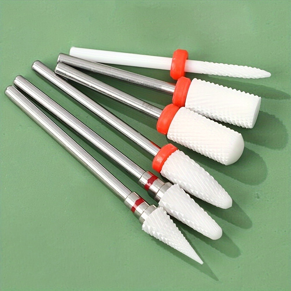 TEMU Set di 6 testine per lucidatura unghie in ceramica stile F, standard da 3/32 di pollice, bassa e anti-scottatura, rimozione efficiente del gel,