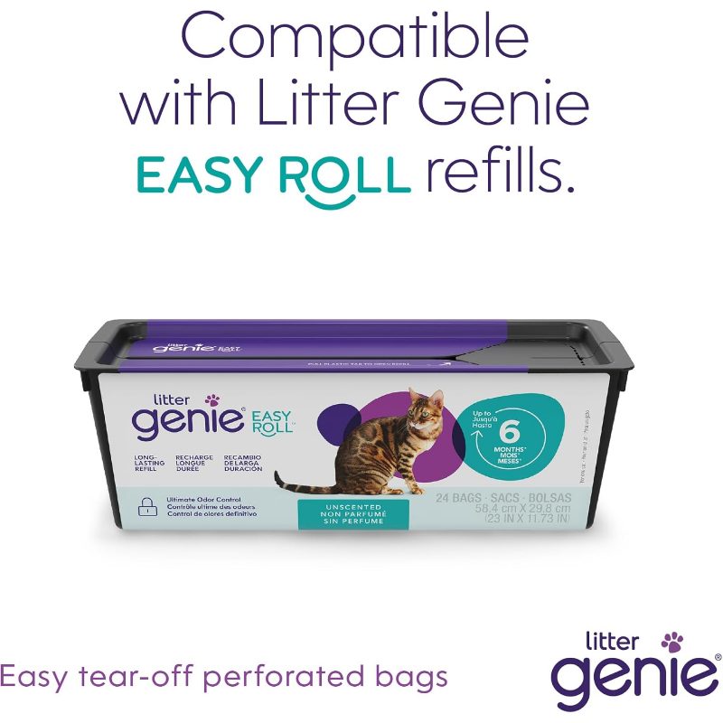 Litter Genie Easy Roll Pail Litter Box Waste Disposal System Odor Control Includes 1 Continuous Refill Bag - Image 9