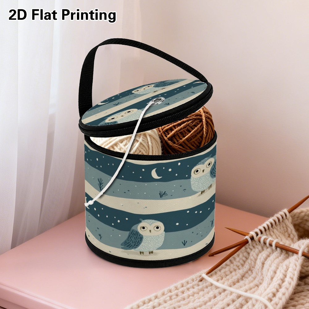 2d flat 1pc portable yarn storage bucket with   moon     zipper and handle lightweight organizer for crochet tools storage   organization and knitting travel