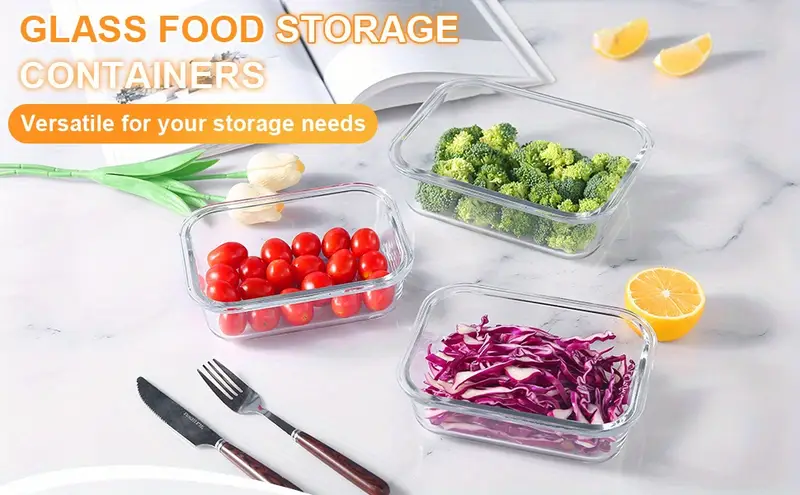 1pc glass lunch box set with lid grey borosilicate glass lunch box baking container with snap airtight lids for microwave glass food container microwave and dishwasher safe rectangular food storage container for students and office workers Product details 0