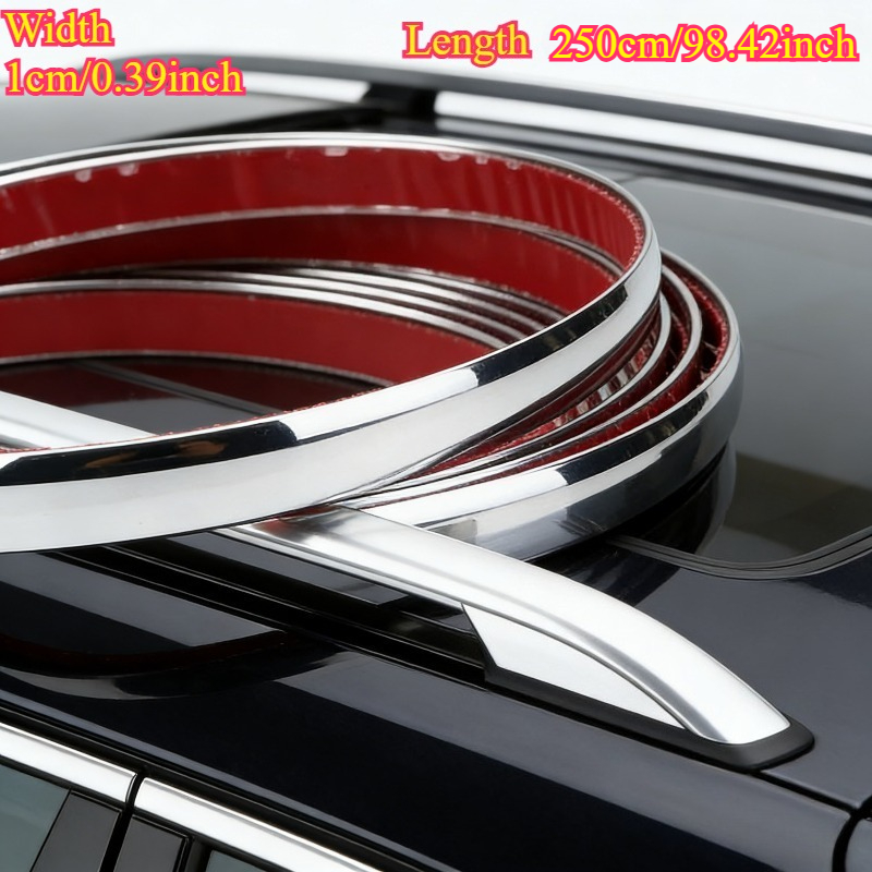 Image of Chrome Trim - Made Of High-quality Pvc Material, With Chrome Silvery Ends, Featuring A High-gloss Surface And Self-adhesive Backing, . Anti-fading, Durable And Scratch-resistant.