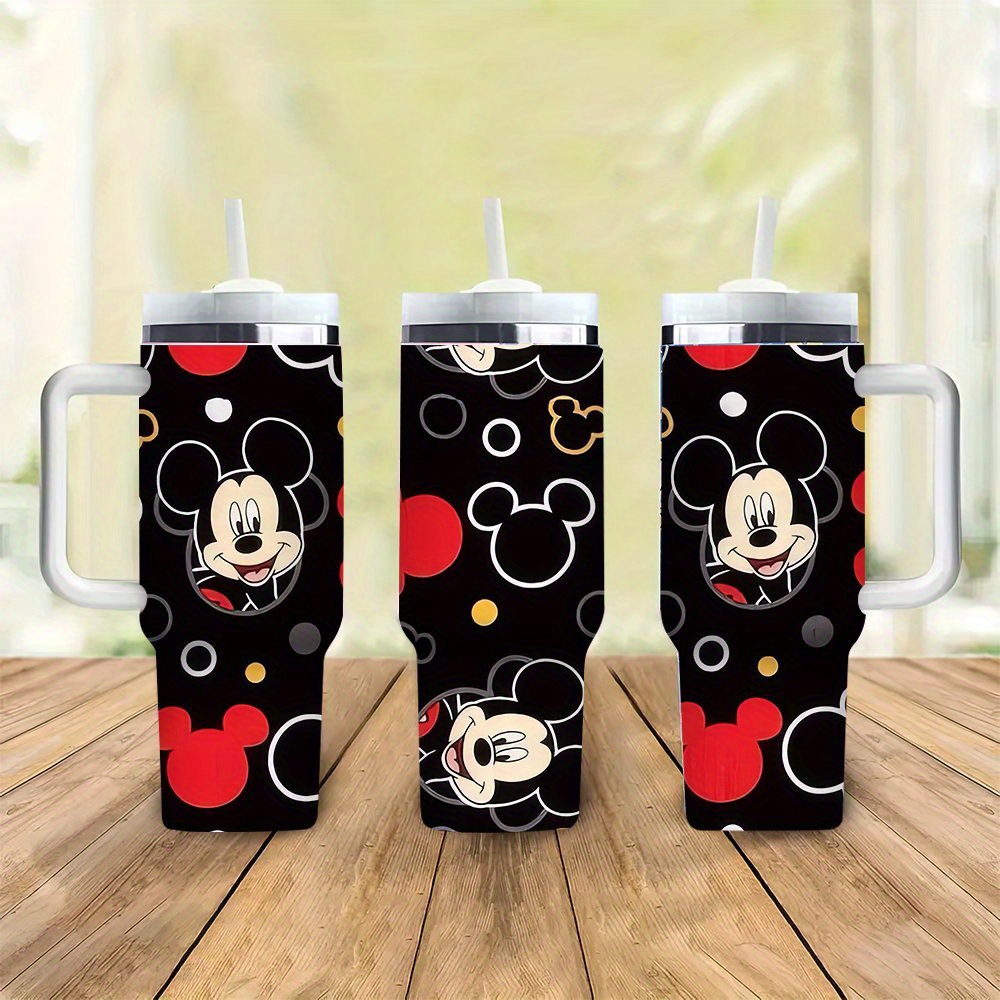 

1pc, 40oz Valentine's Day Easter With Lid And Straw Disney Mouse Large-capacity Cup, Double-layer Vacuum Stainless Steel Cup, Travel Cup, Car Cup, Suitable For Office, Gift-