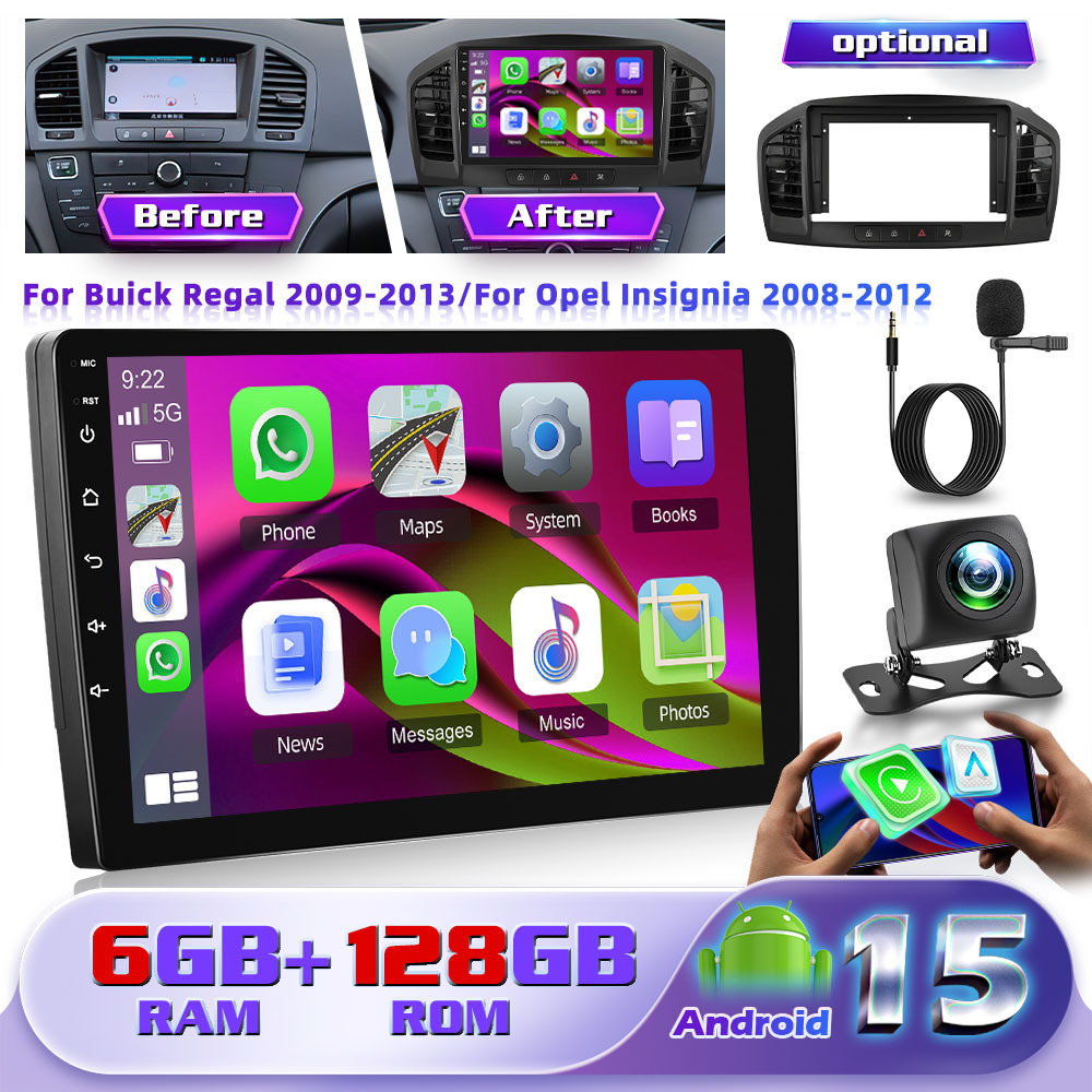 Image of 8 Core [6+128gb] Eq 15 For 2009-2013/for 2008-2012 Car Radio 10'' Hd 1080p 2.5d Touch Screen & Auto Car Mp5 Multimedia Player With Wifi Gps B-t Fm Radio Dual Usb Ports With Ahd Camera& Mic