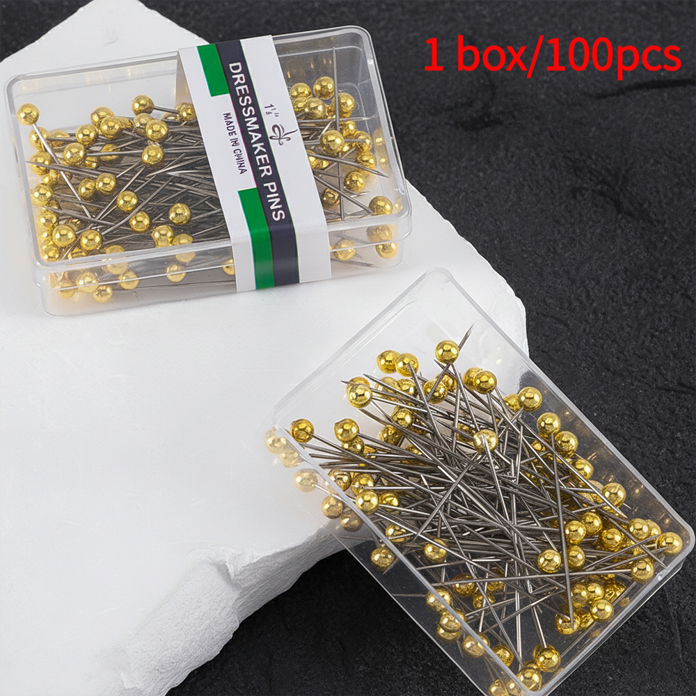 TEMU Of 304 Stainless Steel Positioning Pearlescent Needles, Round Needles, Black And White Handmade Clothes Sewing And Styling Diy Fixed Pins