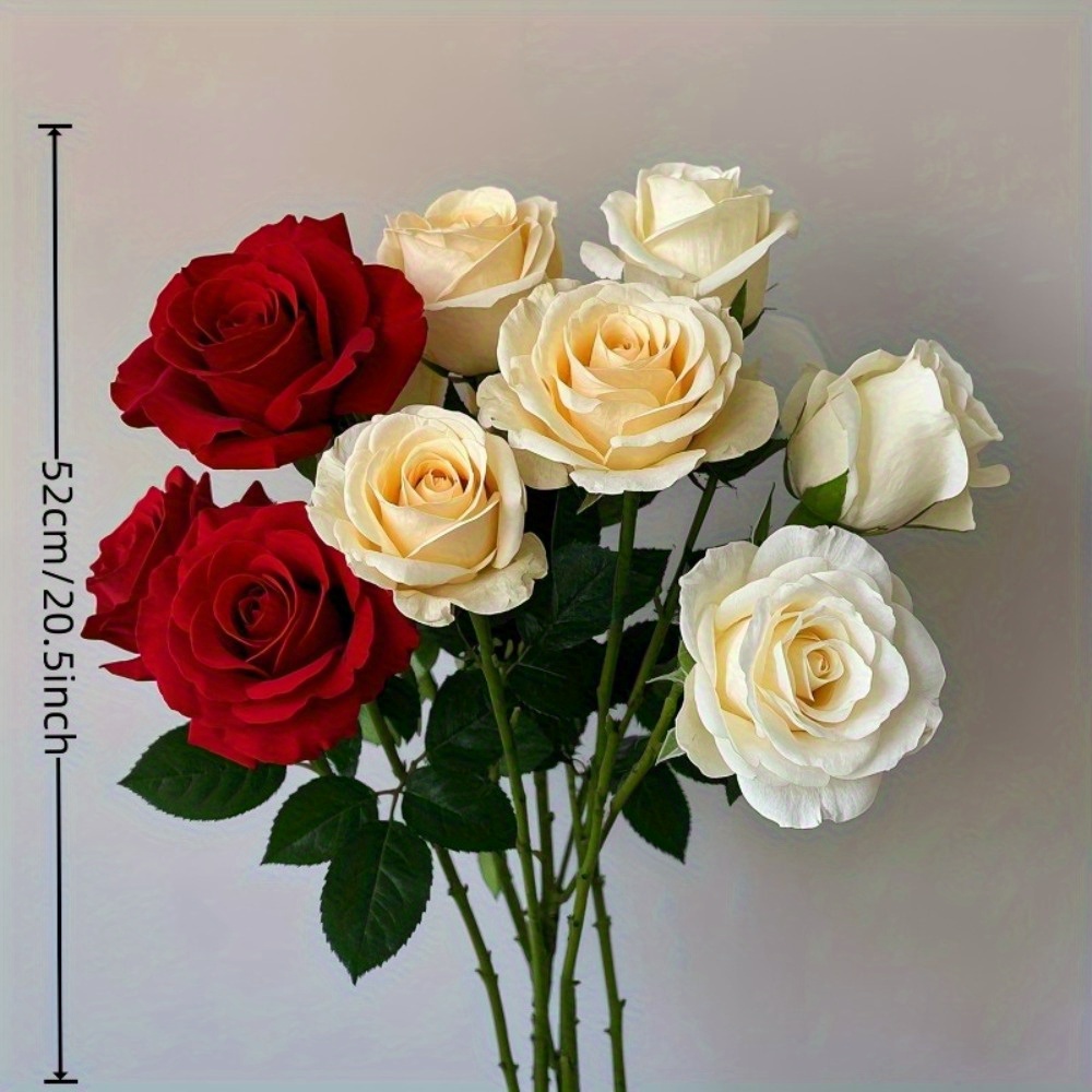 6 stck echte langstielige knstliche rosen mehrfarbige - Temu Germany