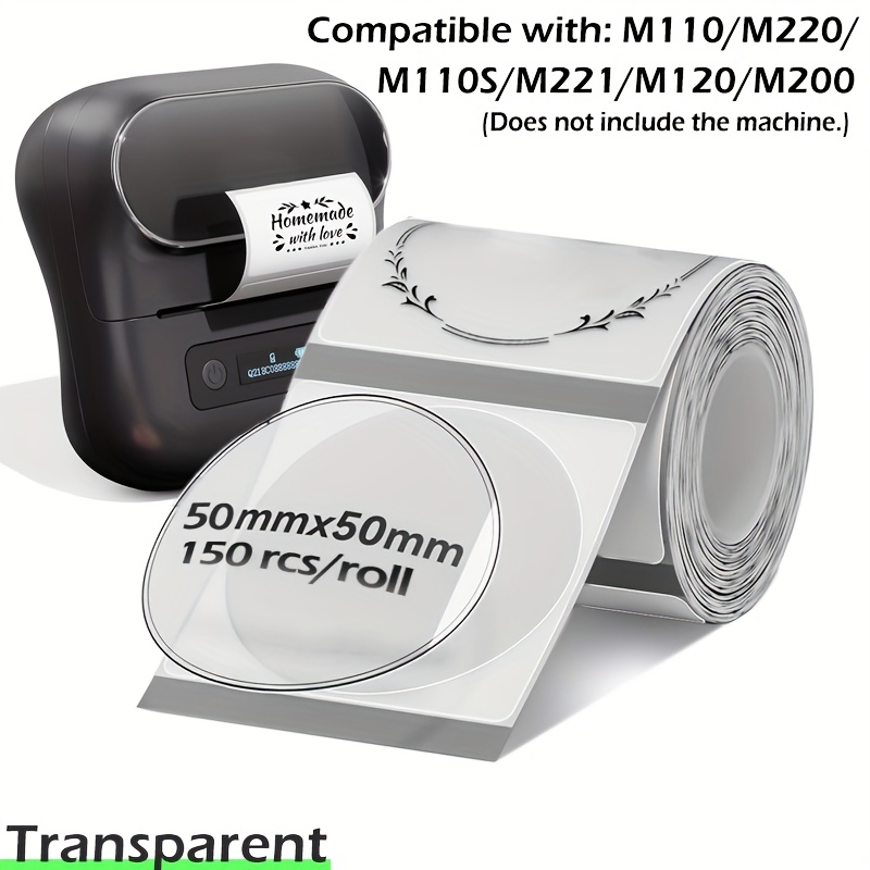 E-shop 1 Rolle Runde Transparente/Weiße/Holographische Laser-kompatible Aufkleber für //M210/M110/M120 Etikettiergeräte, Kompatibel mit 1,97" Runden