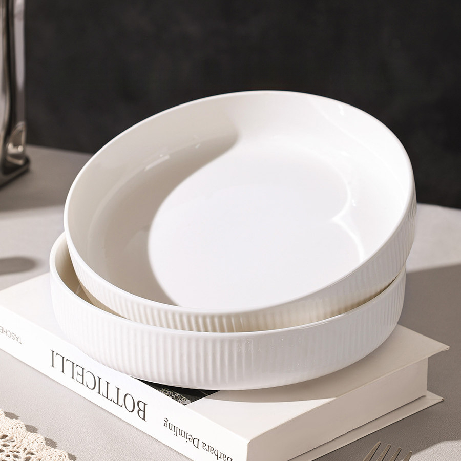 2pcs Set Of Large Pasta Bowls, Each Measuring 20.96 Cm, Perfect For Dinner And Salads, Designed For Easy Eating