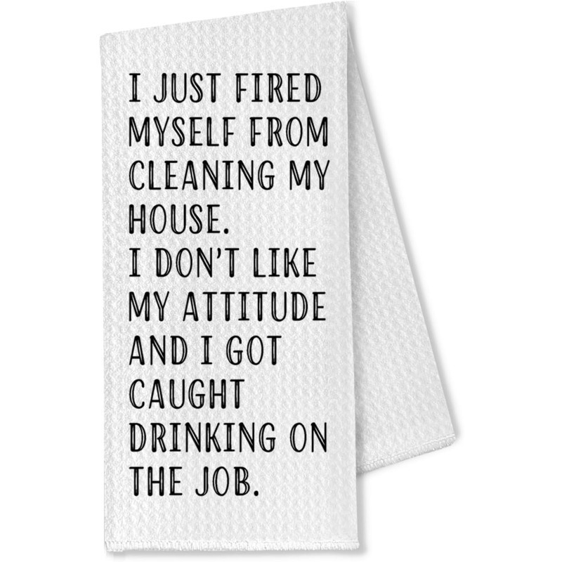 

1pc Polyester Kitchen Cloth, 18x26 Inches - Humorous " From Cleaning" Quote, Modern Cartoon Design, Machine Washable, Ideal For Cooking Lovers & Housewarming Gifts, Kitchen Accessories