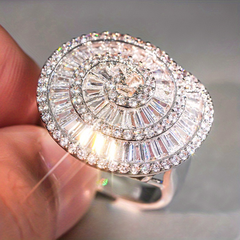 Spiral Circle CZ Engagement Ring Golden Band