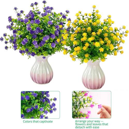 50 bundles outdoor artificial flowers lavender camellia grass eucalyptus leaves and more uv resistant realistic flowers no fading wedding party
