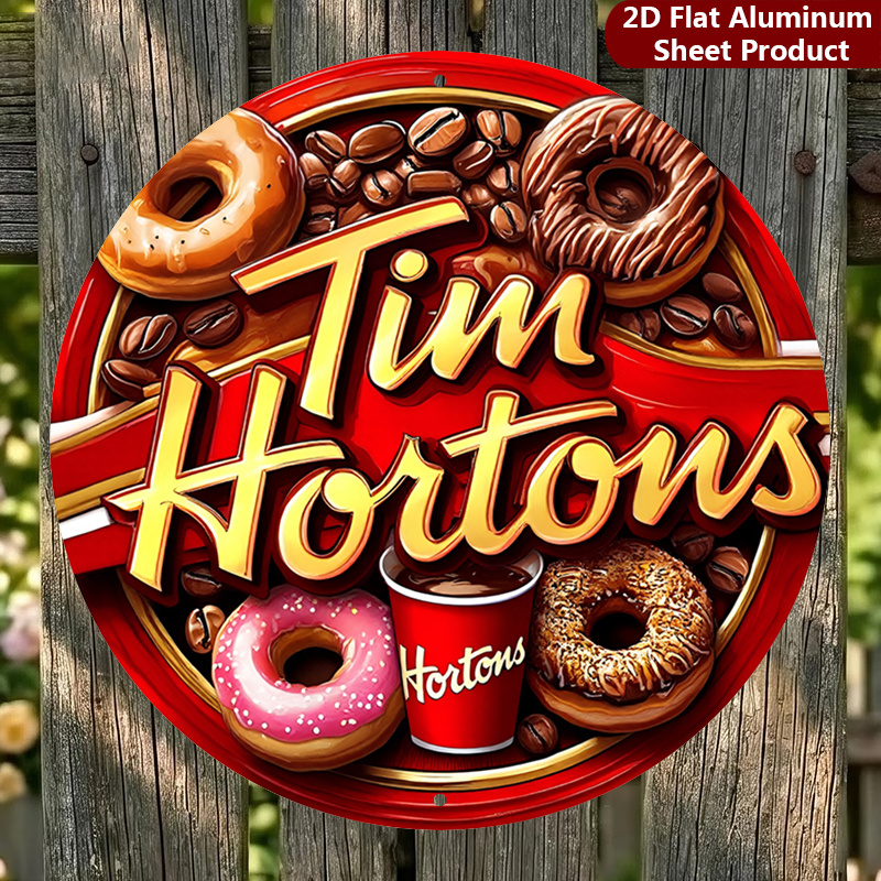 TEMU 2d Flat, 1pc Tim Sign - Vintage Donut Wall Decor Suitable For Home, Cafe, Office | Retro Canadian Iconic Shop Plaque With Iconic Design,