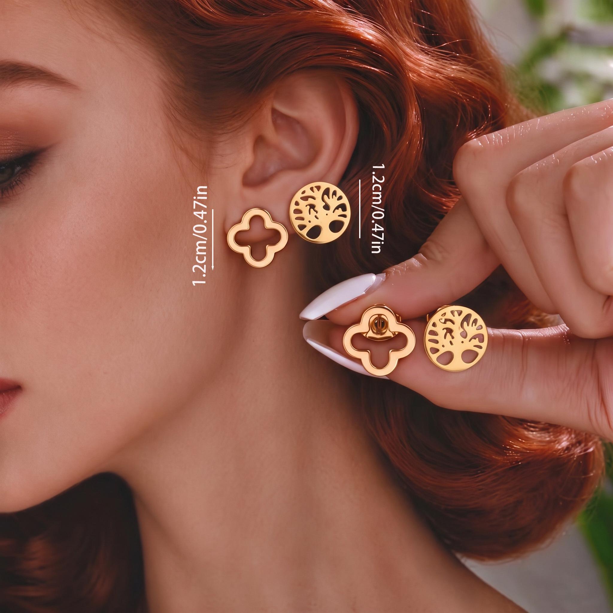 4pcs Unisex 18K Golden Plated Exquisite Earrings Set