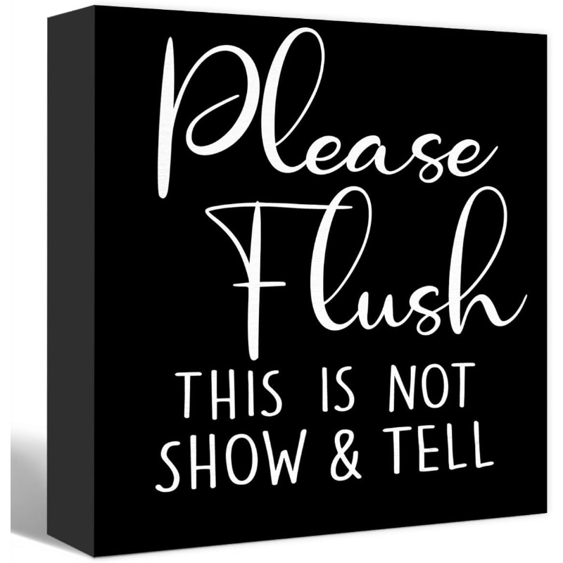 TEMU 2d Flat Funny Bathroom Black Wood Sign | Please Flush This Is Not Sign For Bathroom Shelf Toilet Restroom Home Tabletop Desk Decor, Farmhouse