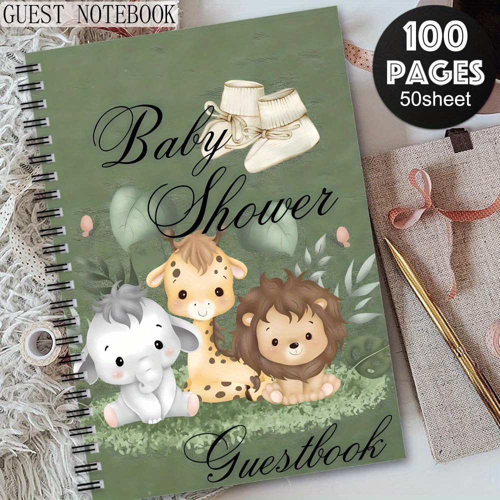 TEMU 1pc Carnet d'invités esthétique forêt pour nouveau-né, cadeaux de baby shower, 'or souhaites pour bébé, signe d'accueil et souvenir de fête,