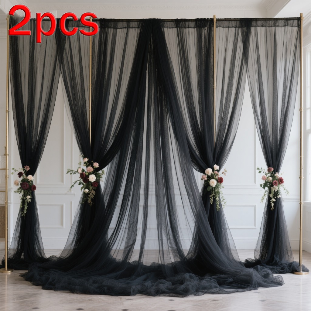 TEMU A Set Of 2 Mesh Curtains Suitable For Halloween And Christmas Decorations, Made From High-quality Fabric, Versatile For Indoor And Outdoor Use