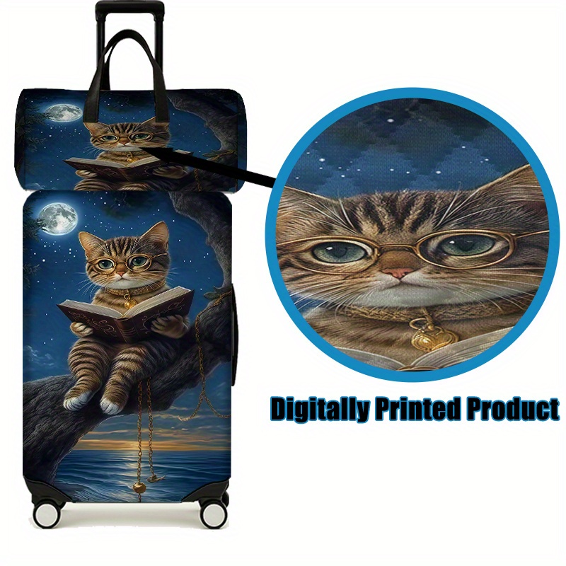 Moonlit Night Cat Luggage Set with Travel Bag