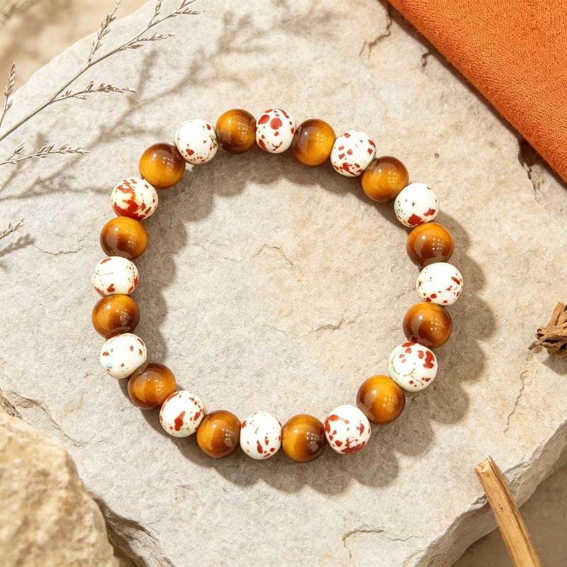 Women's Golden Brown Tiger Eye Stone Bead Bracelet