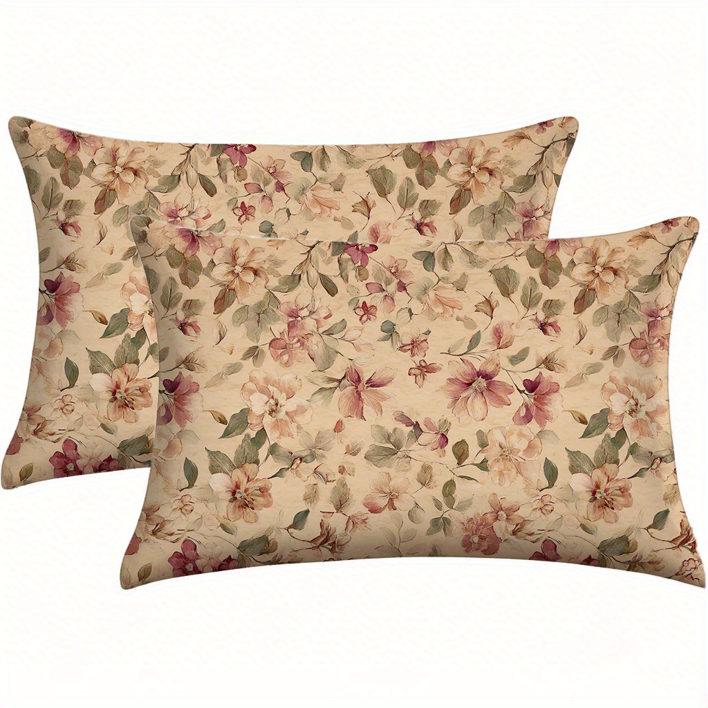 TEMU 2pcs- Floral Print Polyester Pillowcase For Home Decor (pillow Core Not Included) Holiday Decoration Home Decor Sofa Pillow Cover, Modern Sofa