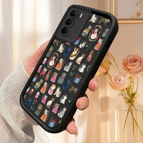 Phone Case: Cat Cartoon Minimalist Trendy TPU Shockproof Fashion Phone Case for Realme C75 4 73, C 67 4 65 4 63 4G, 15 Pro, 15T, 14x, 13 5G, 12, 12 , Plus, C11(2020) 4 75x, C75, C71 4G Phone Case