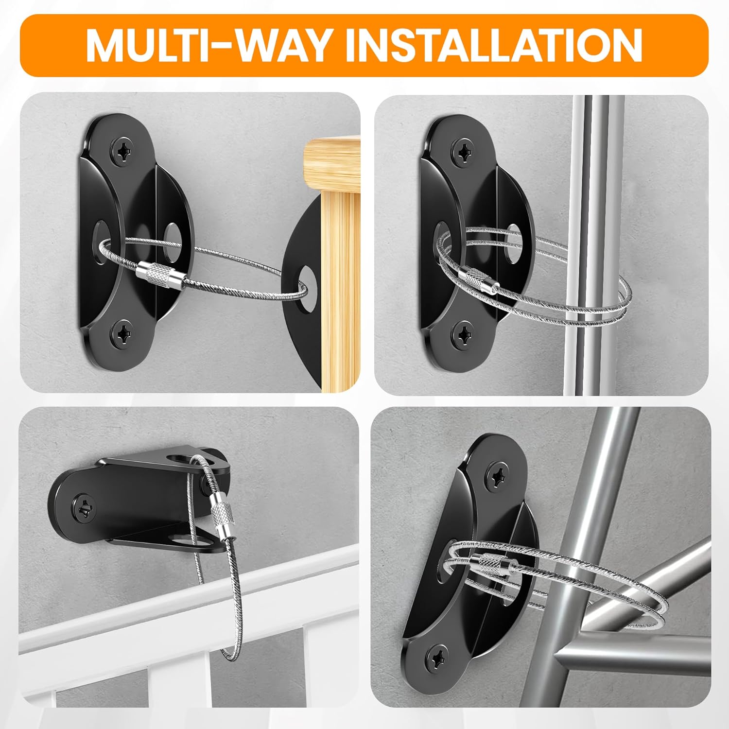 8 Sets Furniture Straps, Anti-Tipping Wall Anchors, Anti-Slip Protection Straps, Weight Capacity 181.44KG, Anti-Shake And Anti-Tilt Durable, Suitable for Cabinets, Bookshelves, Dressers, Wardrobes, Furniture Fixing (With Installation Kit)