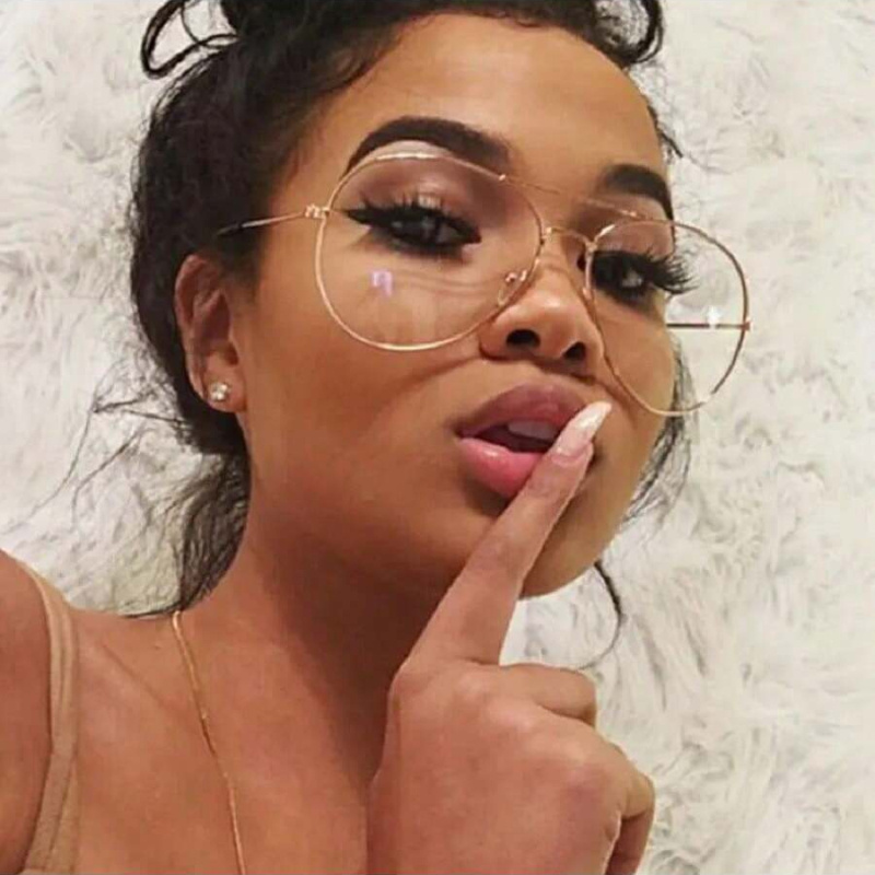 Image of 1pc Unisex Classic Vintage Glasses, Metal Frame Eyeglasses, Fashion Transparent Lens Unisex Dressing Glasses, Pair With Casual Wear