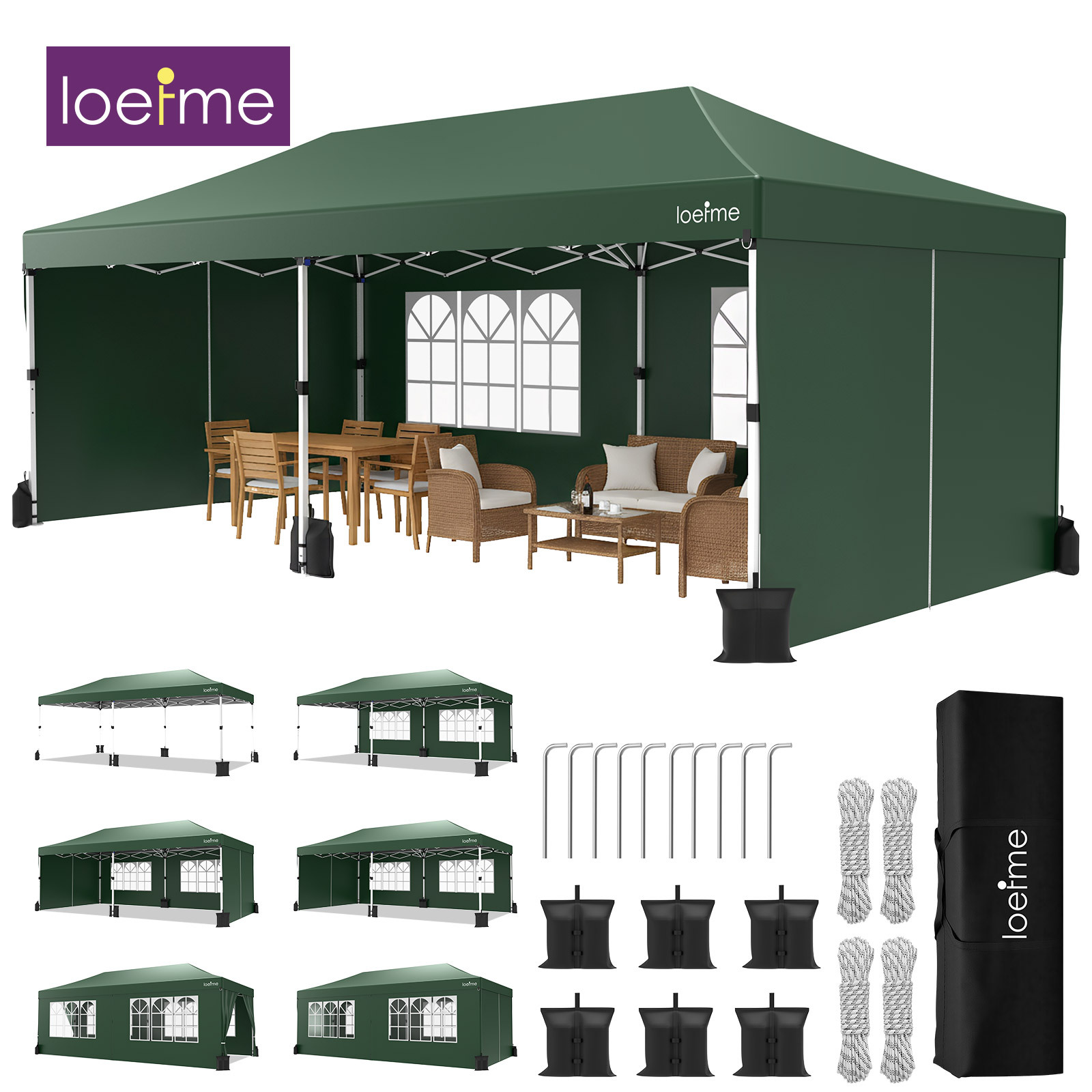 1 Gazebo, 3x6 Meters Folding Gazebo With 6 , Party Tent, Uv Protection, 3-position Height Adjustment, With Storage Bag, Includes 6 Sandbags, Suitable For Outdoor Garden Camping.