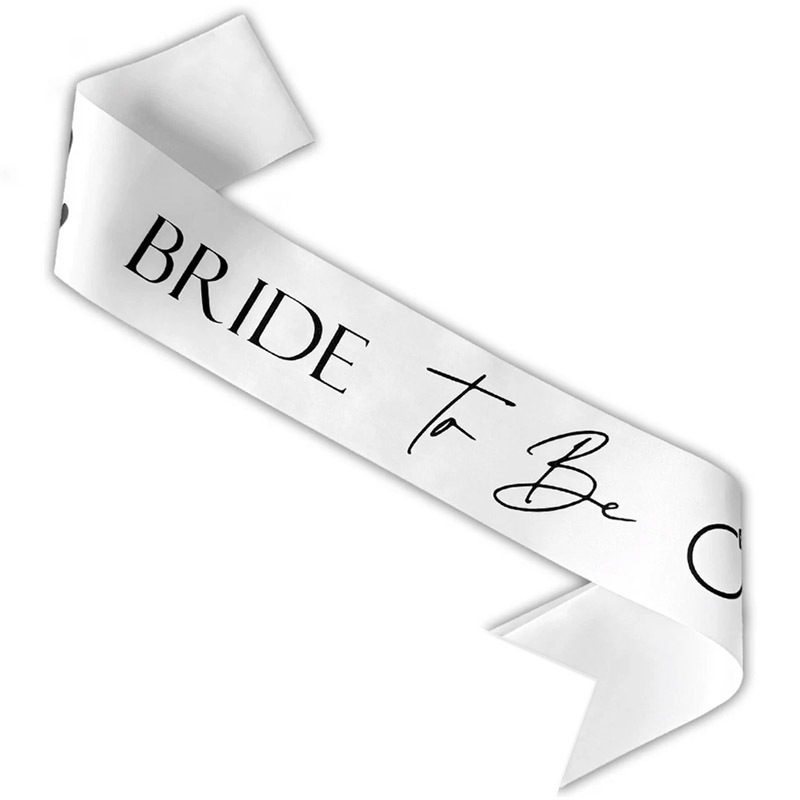 1pc 'bride To Be' Bachelorette Party Sash - White Sash With Black Lettering For Bridal Shower - Hen Party Decorations Accessories, Wedding Engagement Party Gift, Party Photo Booth Props