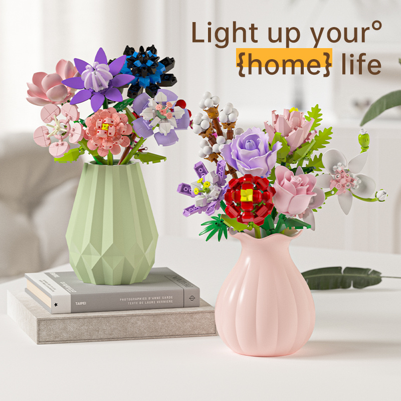 DIY Assembly Building Blocks Flower Bouquet Toy