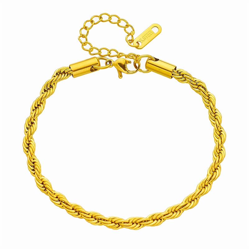Women's Classic 18K Gold Plated Rope Chain Bracelet, Adjustable
