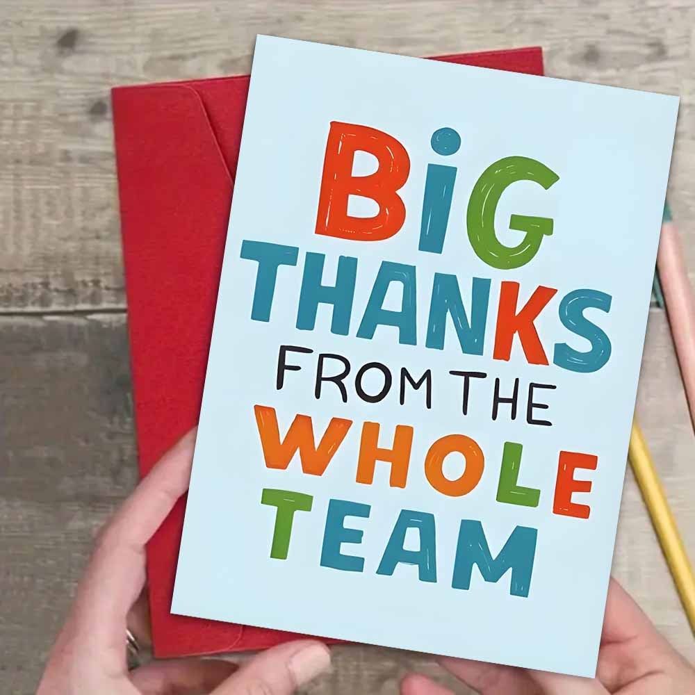 TEMU 1 Oversized 'team Appreciation' Card With An Envelope - Bright Turquoise Blue And Golden Card Expressing Gratitude For Teams, Corporate