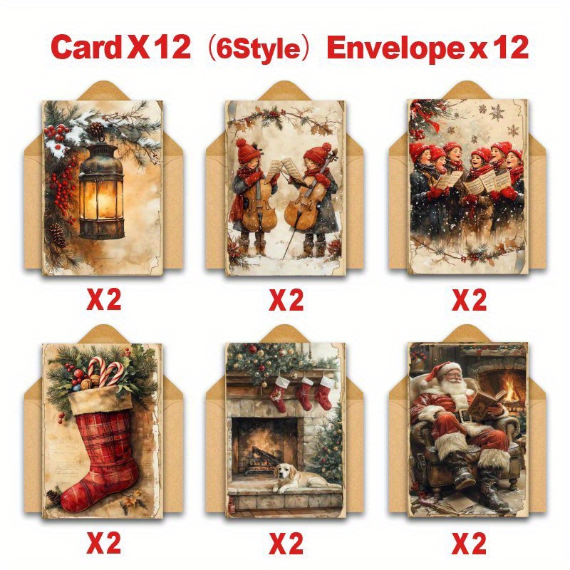 TEMU 1 Set Traditional Christmas Card With Envelope, Birthday Wishes And Greeting Card, Suitable For Sending Holiday Greetings To , Teachers,